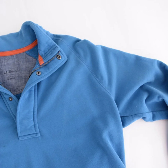 L.L.  Bean Blue Half-Zip Pullover Sweater with Kangaroo Pocket - Picture 8 of 12